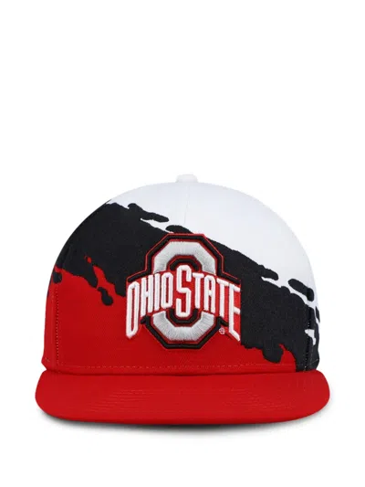 Mitchell & Ness X Ncaa Ohio State Buckeyes Paintbrush Snapback Cap In Red