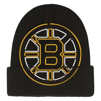 Mitchell & Ness Kids' Youth   Black Boston Bruins Neon Line Lights Cuffed Knit Hat