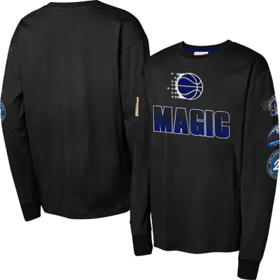 Mitchell & Ness Kids' Youth  Black Orlando Magic Hardwood Classics All Over Long Sleeve T-shirt