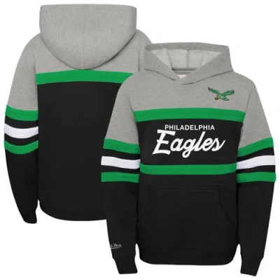 Mitchell & Ness Kids' Youth   Black Philadelphia Eagles Throwback Head Coach Pullover Hoodie In Multi