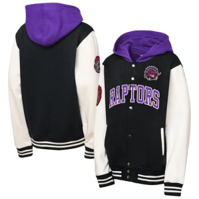 Mitchell & Ness Kids' Youth  Black Toronto Raptors Hardwood Classics Courtside Fleece Full-snap Hooded Jack
