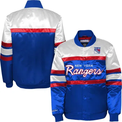 Mitchell & Ness Kids' Youth  Blue New York Rangers Satin Raglan Full-snap Jacket