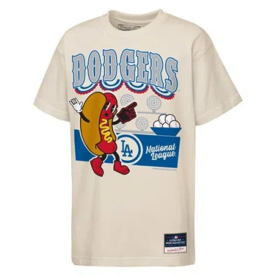 Mitchell & Ness Kids' Youth   Cream Los Angeles Dodgers Step Back Up Mascot T-shirt In Brown
