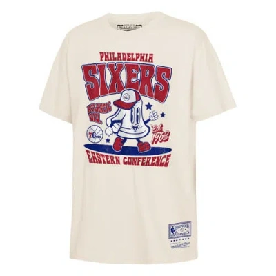Mitchell & Ness Kids' Youth  Cream Philadelphia 76ers Retro Mascot Script T-shirt In Neutral