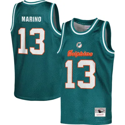 Mitchell & Ness Kids' Youth  Dan Marino Aqua Miami Dolphins Retired Player Nfl Basketball Fashion Jersey In Green