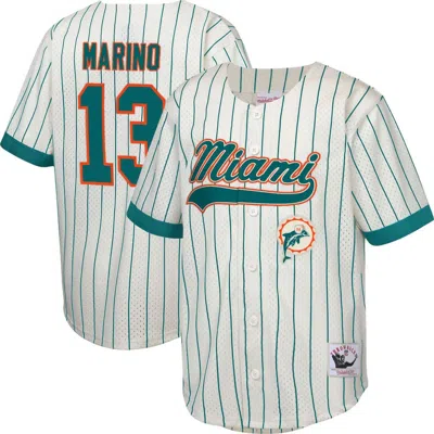 Mitchell & Ness Kids' Youth  Dan Marino Cream Miami Dolphins Retired Player Name & Number Baseball Jersey In Green