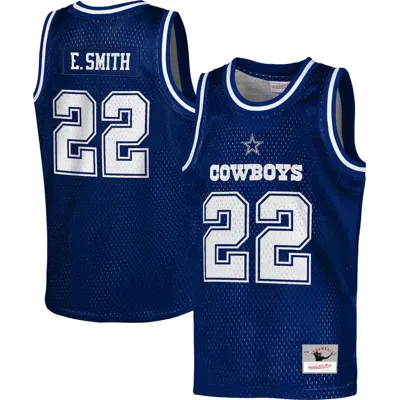 Mitchell & Ness Kids' Youth  Emmitt Smith Navy Dallas Cowboys Retired Player Nfl Basketball Fashion Jersey In Blue