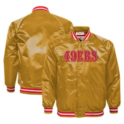 Mitchell & Ness Kids' Youth  Gold San Francisco 49ers Satin Raglan Full-snap Jacket