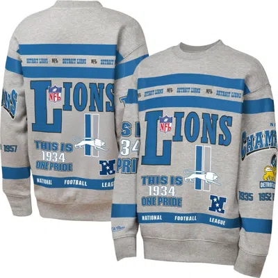 Mitchell & Ness Kids' Youth  Gray Detroit Lions Throwback All-over Print Fleece Sweatshirt