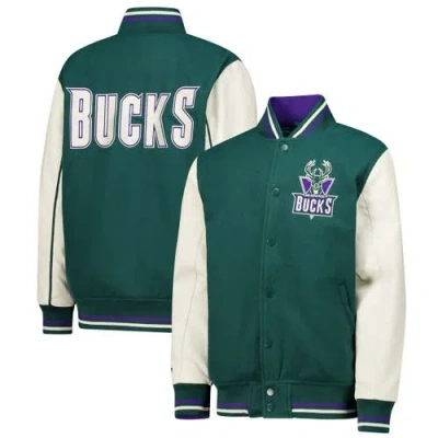 Mitchell & Ness Kids' Youth  Hunter Green Milwaukee Bucks Full-snap Varsity Jacket