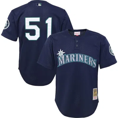 Mitchell & Ness Kids' Youth  Ichiro Suzuki Navy Seattle Mariners Cooperstown Collection Mesh Batting Practi In Blue
