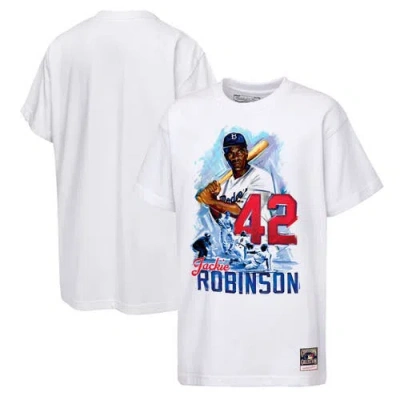 Mitchell & Ness Kids' Youth  Jackie Robinson White Los Angeles Dodgers Legacy T-shirt