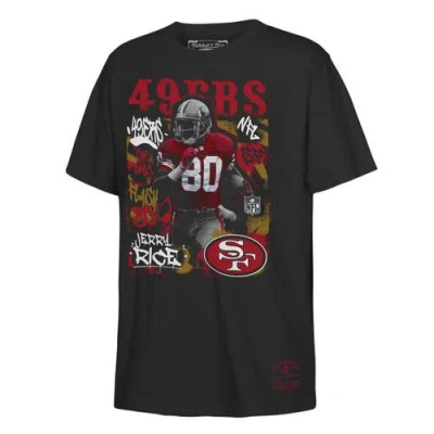 Mitchell & Ness Kids' Youth  Jerry Rice Black San Francisco 49ers Star Player T-shirt