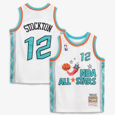 Mitchell & Ness Kids' Youth  John Stockton White 1996 Nba All-star Game Hardwood Classics Swingman Jersey