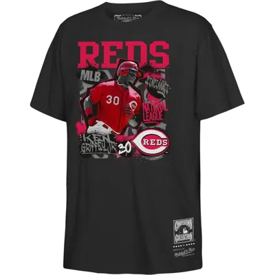 Mitchell & Ness Kids' Youth  Ken Griffey Jr. Black Cincinnati Reds Cooperstown Star Moment T-shirt