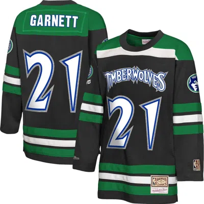 Mitchell & Ness Kids' Youth  Kevin Garnett Black Minnesota Timberwolves Maxxed Out 2.0 Fashion Hockey Jerse In Green