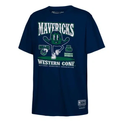 Mitchell & Ness Kids' Youth  Navy Dallas Mavericks Retro Mascot Script T-shirt In Blue