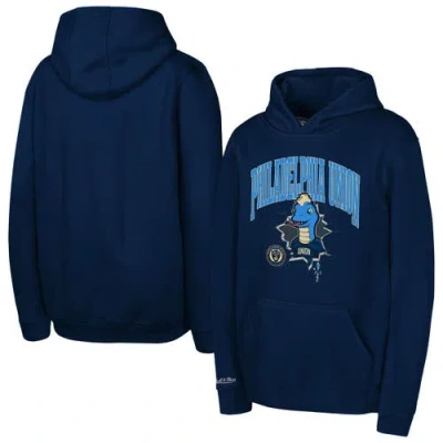 Mitchell & Ness Kids' Youth   Navy Philadelphia Union Mascot Break Out Pullover Hoodie In Blue