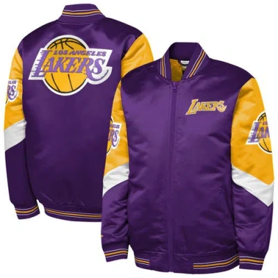 Mitchell & Ness Kids' Youth  Purple Los Angeles Lakers Throw It Back Heavyweight Full-zip Satin Jacket