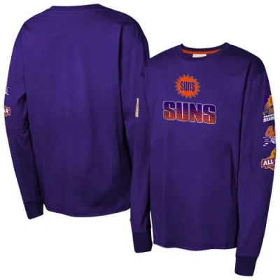Mitchell & Ness Kids' Youth  Purple Phoenix Suns Hardwood Classics All Over Long Sleeve T-shirt In Blue