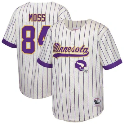 Mitchell & Ness Kids' Youth  Randy Moss Cream Minnesota Vikings Retired Player Name & Number Baseball Jerse In Neutral
