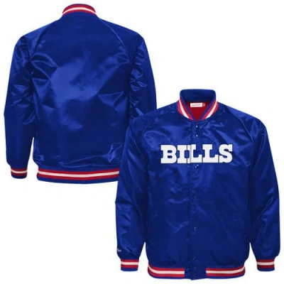 Mitchell & Ness Kids' Youth   Royal Buffalo Bills Lightweight Full-snap Satin Jacket In Blue
