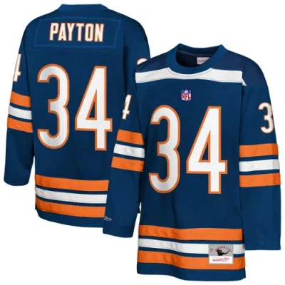 Mitchell & Ness Kids' Youth  Walter Payton Navy Chicago Bears Hockey Fashion Jersey In Blue
