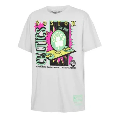 Mitchell & Ness Kids' Youth  White Boston Celtics Neon Court Shock T-shirt