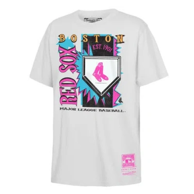 Mitchell & Ness Kids' Youth   White Boston Red Sox Cooperstown Neon Field Shock T-shirt In Multi