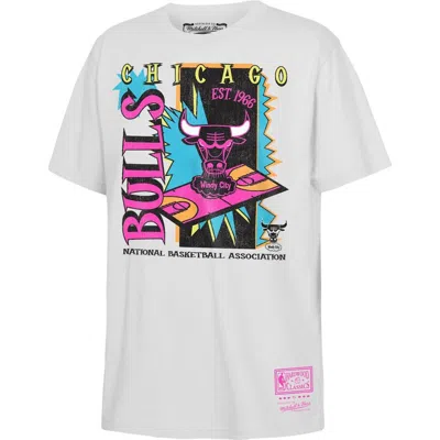 Mitchell & Ness Kids' Youth  White Chicago Bulls Neon Court Shock T-shirt In Multi