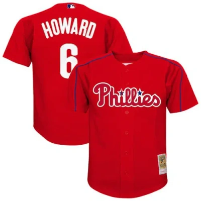 Mitchell & Ness Kids' Youth Ryan Howard Red Philadelphia Phillies Mesh Batting Practice Jersey