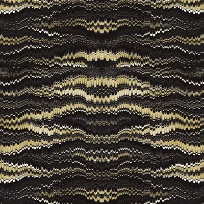 Mitchell Black Abra Golden Feather Premium Matte 10' L X 24" W Wallpaper Roll In Black;gold
