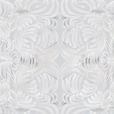 Mitchell Black Abra Porcelain Flora 10' L X 24" W Wallpaper Tile In Gray,white,neutral