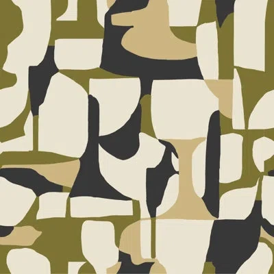 Mitchell Black Abstract Attraction Wallpaper In Olive Charcoal