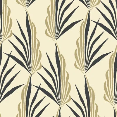 Mitchell Black Areca Palm - Pale Sun Wallpaper In Yellow