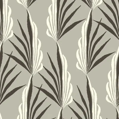 Mitchell Black Areca Palm - Warm Gray Wallpaper In Brown