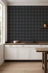 Mitchell Black Ashcroft Tartan Plaid Stripe Wallpaper In Blue