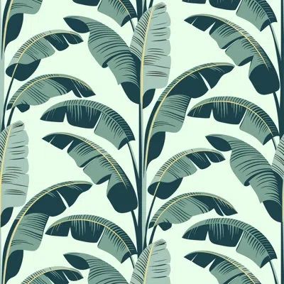 Mitchell Black Banana Leaf - Green Wallpaper