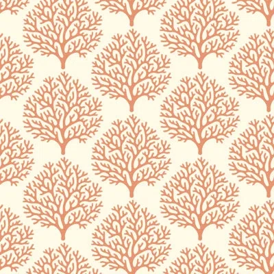 Mitchell Black Beach Coral - Red Clay Wallpaper In Red;cream