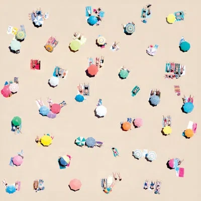 Mitchell Black Beach Umbrellas 10' L X 24" W Peel And Stick Wallpaper Roll In Beige,blue,pink