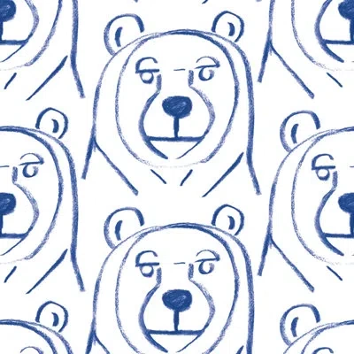 Mitchell Black Bears! 10' L X 24" W Peel And Stick Wallpaper Roll In Blue