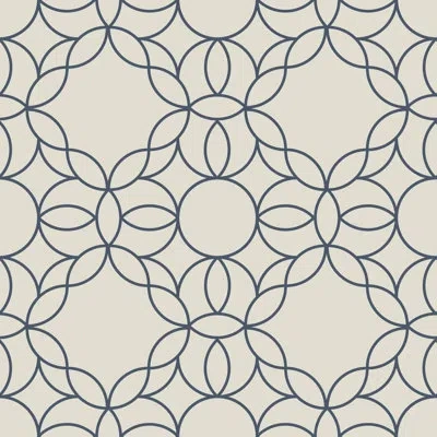 Mitchell Black Bloom Ring - Oxford Blue Wallpaper In Beige;cream;blue