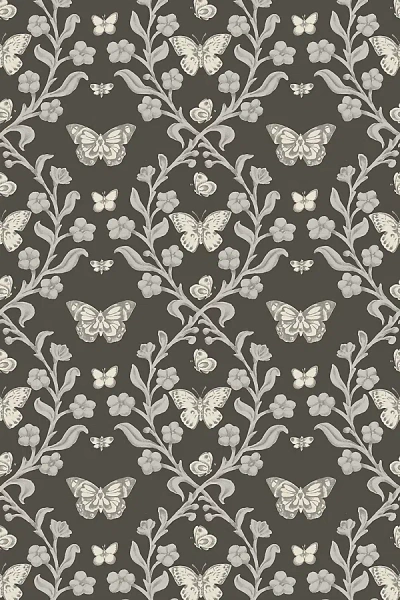 Mitchell Black Butterfly Garden Wallpaper