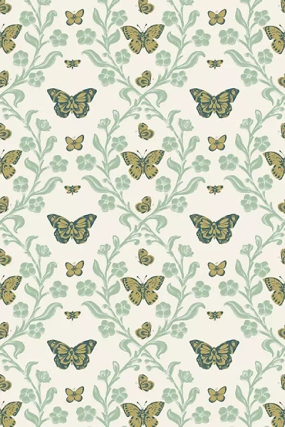 Mitchell Black Butterfly Garden Wallpaper