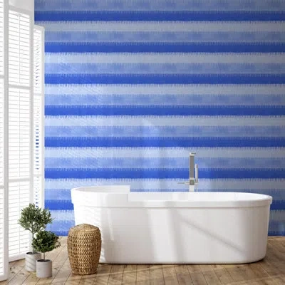 Mitchell Black Cabana Stripe - Blues Wallpaper