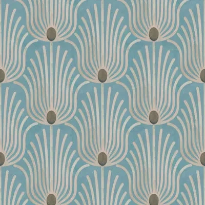 Mitchell Black Carlyle Feather - Wallpaper In Blue Jewel