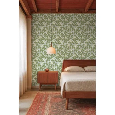 Mitchell Black Climbing Vine - Wallpaper In Hazy Blue