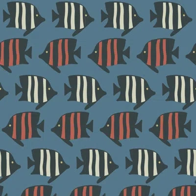 Mitchell Black Coastal Fish - Crab Red Wallpaper In Blue
