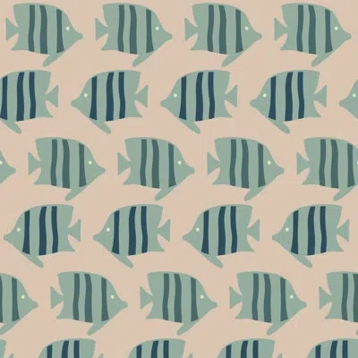 Mitchell Black Coastal Fish - Pink Sand Wallpaper In Blue
