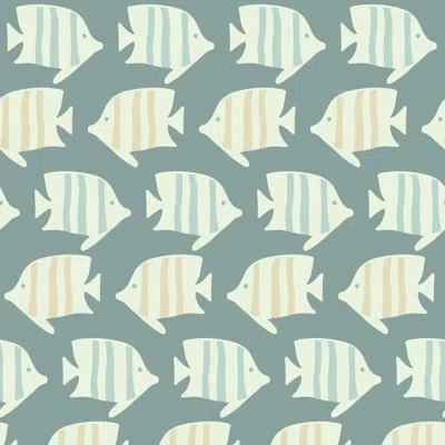 Mitchell Black Coastal Fish - Tropical Green Wallpaper